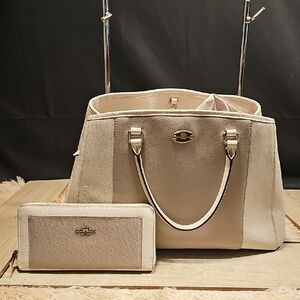 Elegant Cream Handbag and Wallet Set